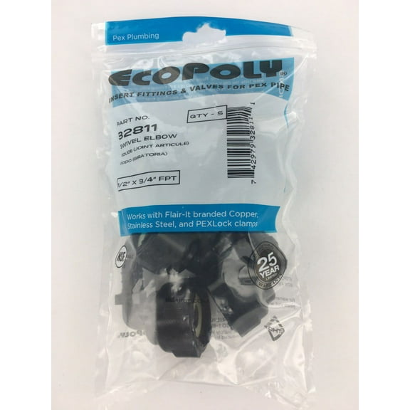 PEX Swivel Elbow 1/2" x 3/4" FPT Swivel 5-Pack