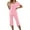Pink, variant on Zanvin Womens High Waisted Linen Capris Pants, Women's Short Sleeve V-Neck Top Cropped Pants Print Suit, Quickly Dried, Soft and Breathable, Blue, S