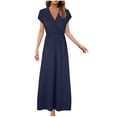 thumbnail image 2 of Baikeli Spring Essentials Women Women's Solid Color Sleeveless Long Skirt with V-Neck Loose Hem Dress Sundresses for Women 2024, 2 of 6