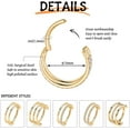 thumbnail image 3 of 316L Surgical Steel Conch Helix Piercing Jewelry Cartilage Hoop Earring Septum Ring Nose Ring Rook Lobe Daith Tragus Piercing Jewelry 16G Double/Triple Hoop, 3 of 5