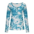 thumbnail image 4 of Luxalzxs Womens Long Sleeve Ribbed Knit Tunic Tops Scoop Neck Button Down Tie Dyed Shirts Tops Casual Henley Tee Shirt Slim Fit Blouses, 4 of 5