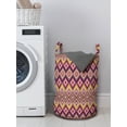 thumbnail image 3 of Aztec Laundry Bag, Colorful Native Pattern of Rhombus Inspired Ornamented Dots, Hamper Basket with Handles Drawstring Closure for Laundromats, 13" x 19", Plum Coral, by Ambesonne, 3 of 4