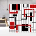 thumbnail image 2 of Abstract Geometric Black White Red Shower Curtain 3D Block Square Elegant Frame Modern r Fabric Bathroom with Hook Grey, 2 of 7