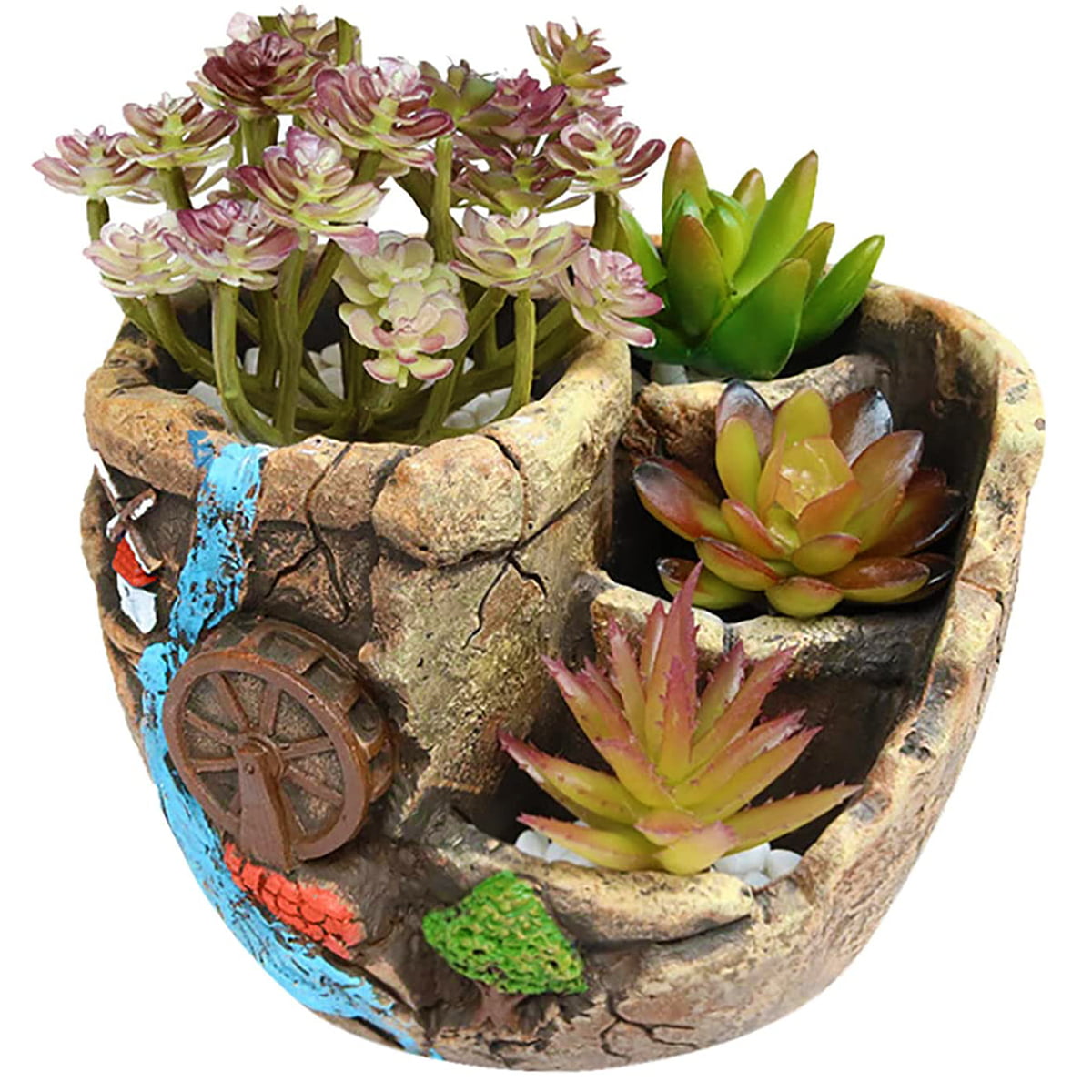 Creative Imitating Wood Flower Cement Planters for Succulents Flowerpots Bonsai 
