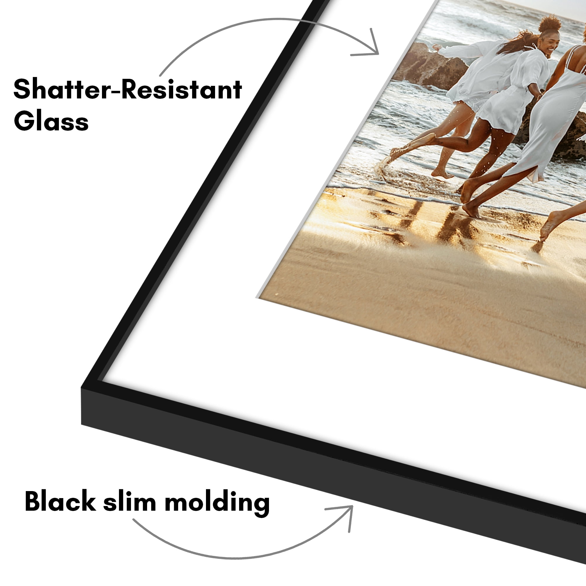 Americanflat 11x14 Front Loading Picture Frame with Shatter-Resistant Glass with 8x10 Mat 3 Pack Photo - Black