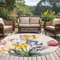 thumbnail image 4 of Round Area Rugs Collection 6 Ft, Colorful Tulips Floral Non-Slip Residential Carpet, Modern Art Watercolor Pastoral Indoor Crawling Mats Runner Rugs for Living Room/Dining Room/Bedroom, 4 of 8