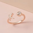 thumbnail image 2 of Moissanite  925 Sterling Silver Vermeil Rose Gold Plated Band Ring for Women Jewelry for Women Size 6 Ct 0.04 Birthday Christmas Gifts, 2 of 8