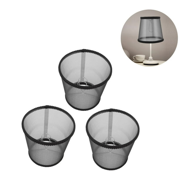 Pequeñas Tonos de Lámparas, Tono de Lámpara de Tela Transparente Negro 3pcs Decoración de la Cama Para Bulbo E14 para Dormitorio