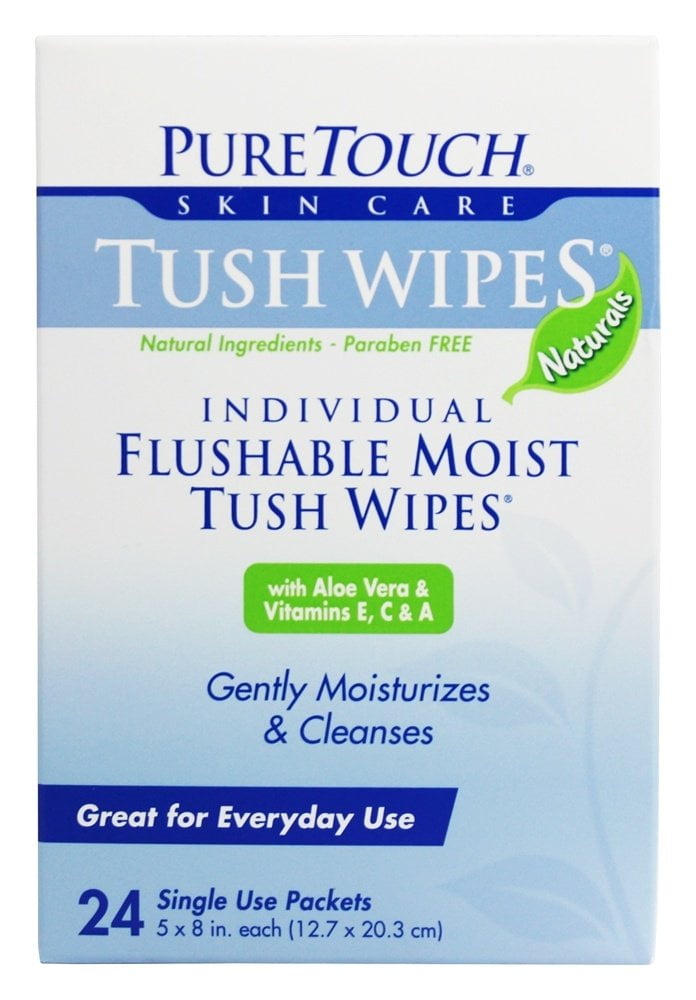 Pure Touch Tush Wipes Individual  Flushable Moist Tush Wipes organic 24 pcs 