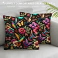 thumbnail image 3 of JEUXUS Wildflowers Floral Retro Birds and Flowers Zipper Closure Plush Pillowcase White, 3 of 5