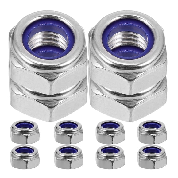 Minkissy 15pcs Locking Nuts Stainless Hardware 304 Stainless Steel Silver for Mechanical Work