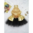 thumbnail image 4 of Aislor Kid Girls Sleeveless Dance Tutu Dress Sequined Bowknot Ballet Leotard Skirt 6-16 A Gold 10, 4 of 7