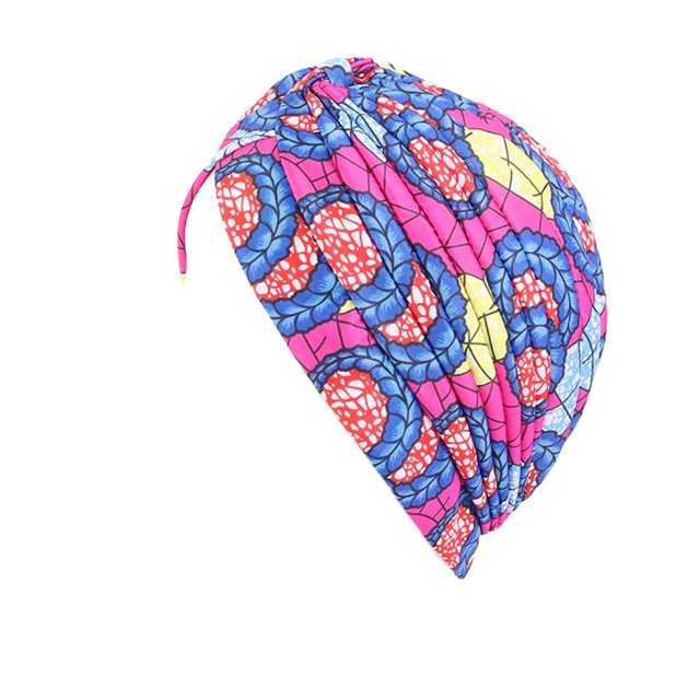 Ladies Turban Polyester Reusable Washable Foldable Decorative Cap Indoor Outdoor Walking Working Head Bonnet Beanie Pink Yellow Blue