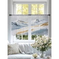 thumbnail image 3 of Yellow White Mountain Sheer Curtains 54 Inch Length 2 Panels Set, Contemporary Abstract Oil Painting Voile Window Treatment Rod Pocket Short Kitchen Curtains Drapes for Bedroom 52"x54"x2, 3 of 7