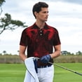 thumbnail image 3 of Fotbe Red Gothic Skeleton Throne Camiseta Polo de Golf para Hombre con Estampado – Camisa Deportiva Transpirable con Cuello Abotonado-Large, 3 of 6