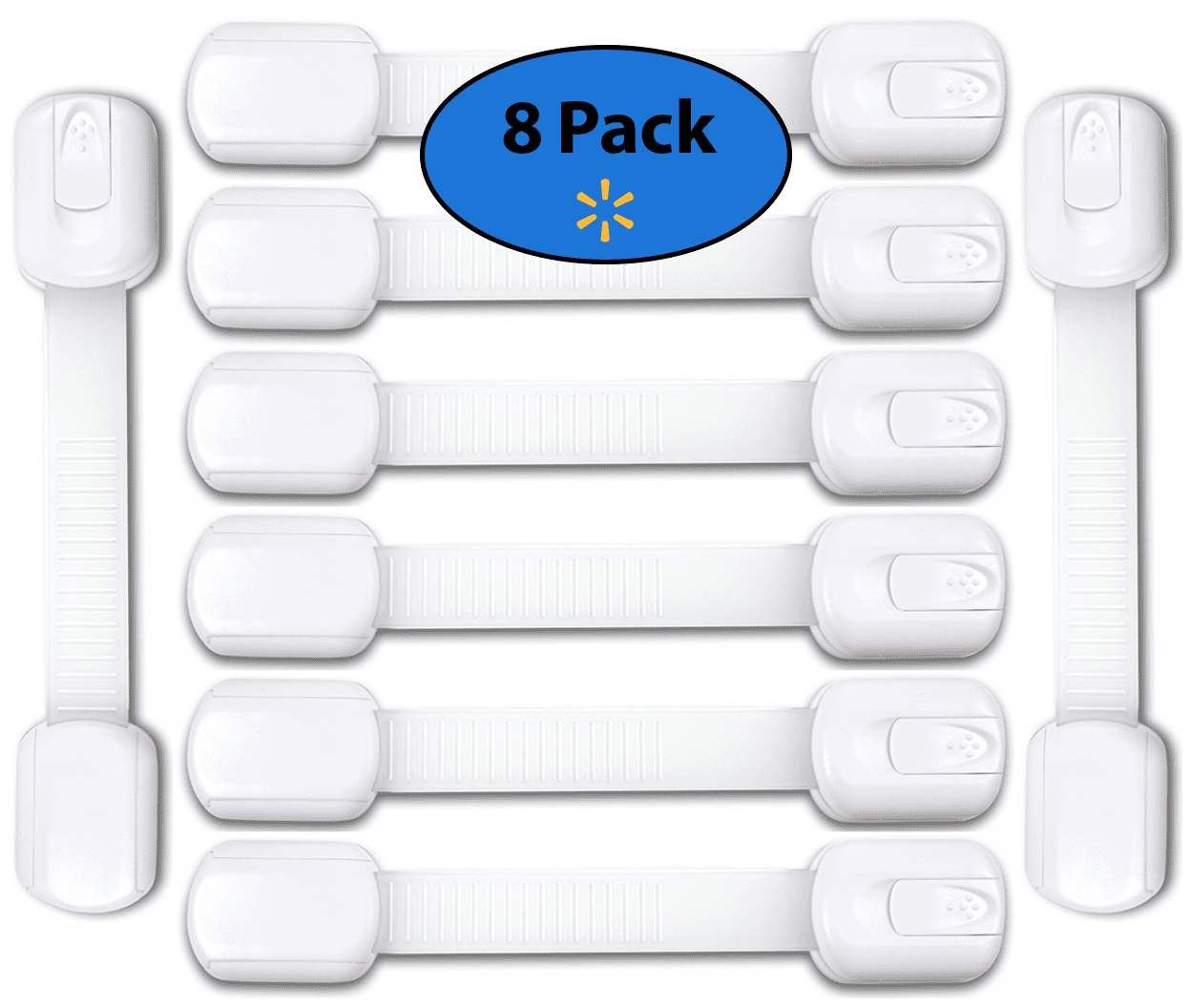 Pack White Baby Safety Locks Child Proof 3M Adhesive Adjustable Strap 6 