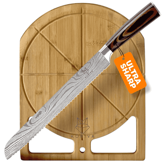 Kobiva 10 in High Carbon Steel Pakkawood Handle Sourdough Bread Knife