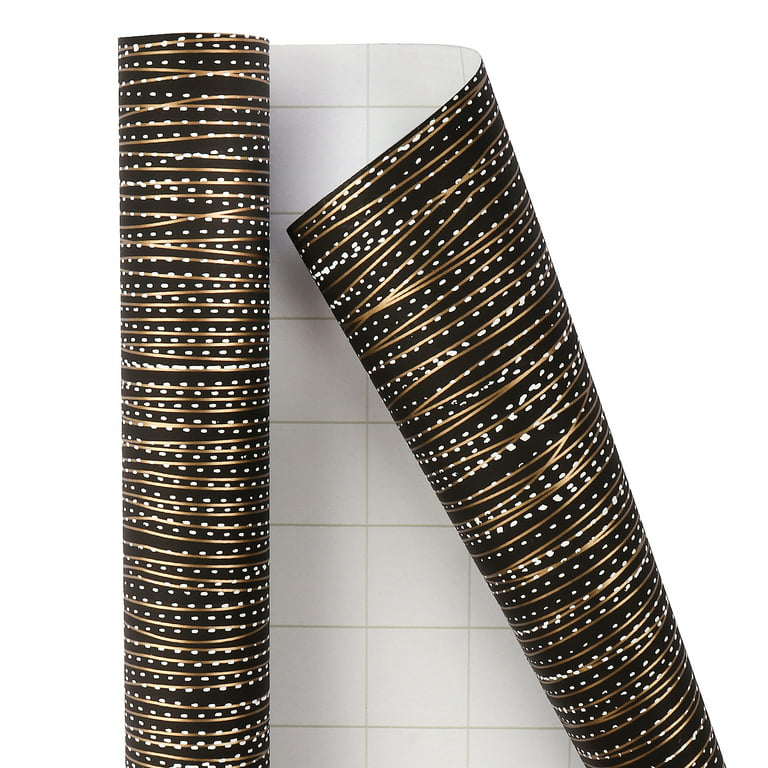Wrapping paper geometric matte black - gold 200x70 cm