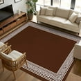 thumbnail image 3 of Dark Brown Geometric 6x9 Area Rugs, White Greek Key Design Abstract Modern Art Non-Skid Rubber Backing Large Rectangle Rugs - Living Room Bedroom Home Office, Indoor Floor Mat Carpets Washable Rug, 3 of 9