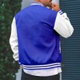 thumbnail image 4 of Lefu Men Classic Thin Fleece Baseball Jacket Fashion University Varsity Splicing Coat, 4 of 9