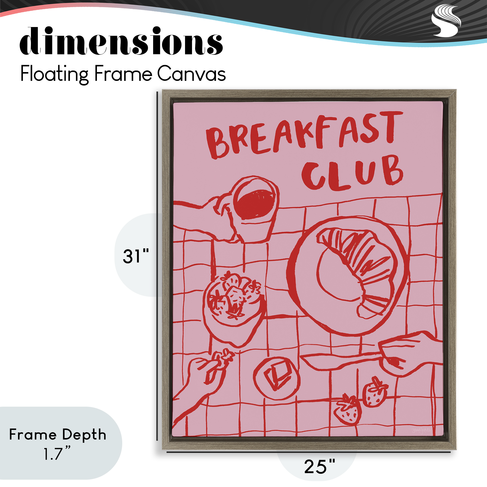 Stupell Industries Breakfast Club Doodles Brown Framed Floater Canvas Wall Art, design by Jenaya Jackson
