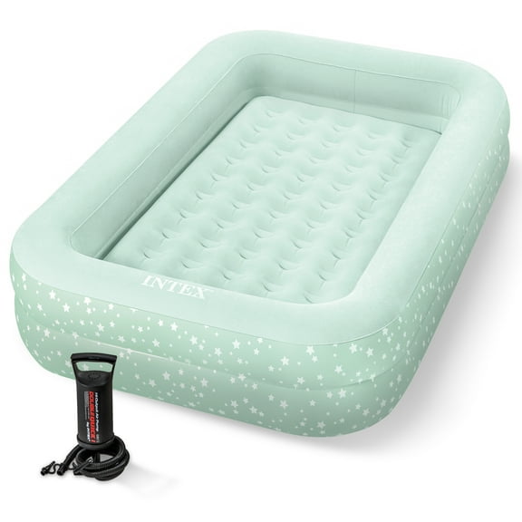 Intex Kids Travel Air Mattress Inflatable Bed w/ Raised Sides and Hand Pump