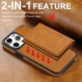 thumbnail image 2 of ELEHOLD for iPhone 14 Pro Case , Compatible Mag safe Accessory Luxury 2 in 1 Detachable PU Leather Flip Kickstand Credit Slots Wallet Shockproof Case for iPhone 14 Pro,Desertgold, 2 of 9