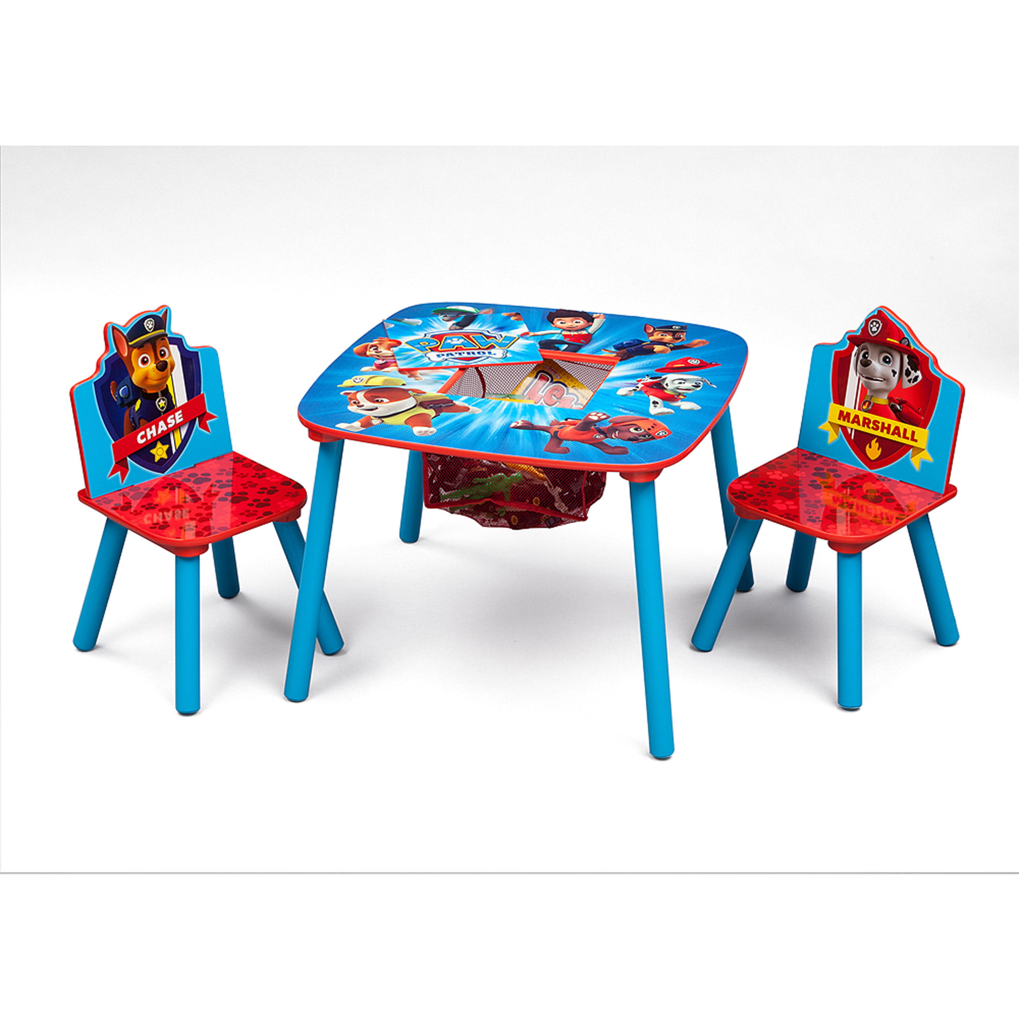 Childrens Kids Plastic Premium Table and Puppy Chair Set Includes 4 Chairs Blue 