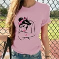 thumbnail image 2 of Fesfesfes Womens Tees Women's Fashion Casual Round Neck Printed Short Sleeved T-shirt Top Womens Workout Tops XL(US:10), 2 of 4