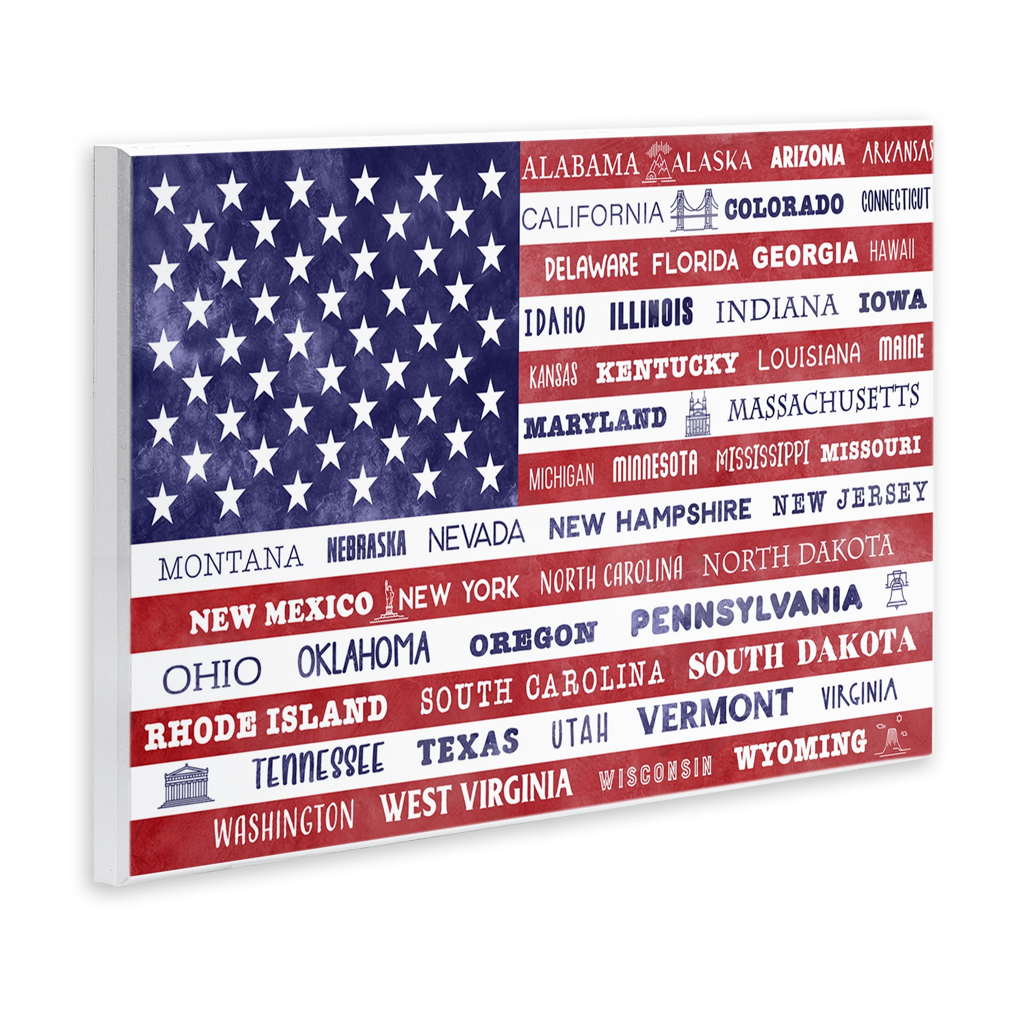 Stupell Industries States Of America Flag Wall Plaque Art, design by Daniela Santiago