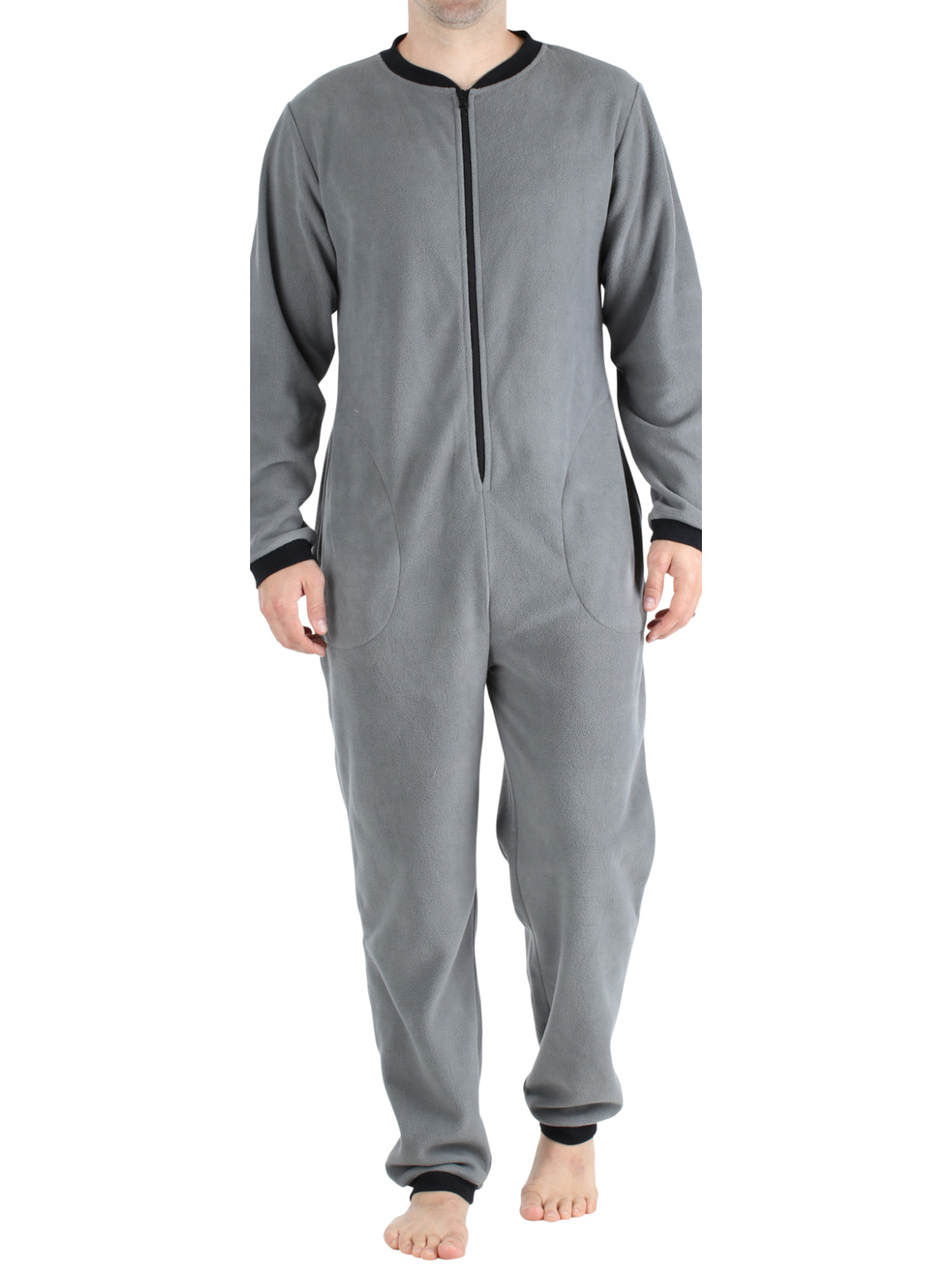 Sleepyheads Men’s Fleece Non-Footed Solid Color Onesie Pajamas Jumpsuit 