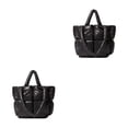 thumbnail image 4 of Jumpingount Bolso de hombro acolchado de algodón Múltiples opciones de color Bolso de mano acolchado de gran capacidad Bolso tipo almohada Negro Negro 2Conjunto, 4 of 6