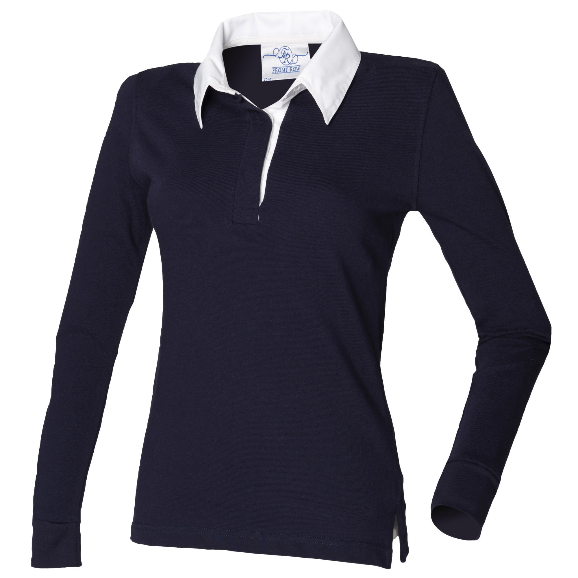 Front Row Long Sleeve Plain Rugby Shirt Colour:White/White Size:3XL