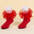 thumbnail image 7 of Abcomgle Girls Big Ruffle Socks Soft Cute Classic Toddler | Colorful Double Lace Frilly Cotton Dress Sock for Kids Daily School Party Birthday Breathable Lightweight Comfy Gift Red, 7 of 7