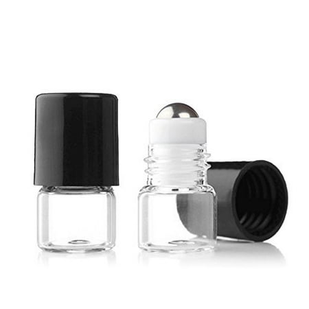 Grand Parfums Empty 1ml Micro Mini Rollon Dram Glass Bottles with Metal Roller Balls - Refillable Aromatherapy Essential Oil Roll On Pack of 6