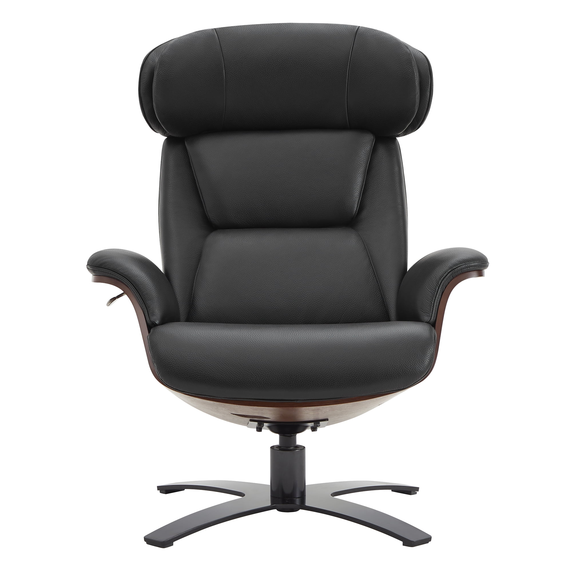 CHITA Swivel Recliner Chair with Ottoman Set & Adjustable Headrest, Leather Lounge Accent Arm Chairs for Living Room Bedroom, Black
