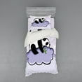 thumbnail image 2 of Ambesonne Animal Bedding Set 4 Pcs, Sleeping Panda on Cloud, Queen, Lilac Black, 2 of 3
