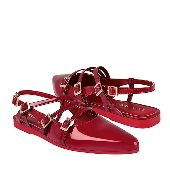 ZAPATOS CASUALES DAMA CLASBEN ZAFIRO CHAROL ROJO