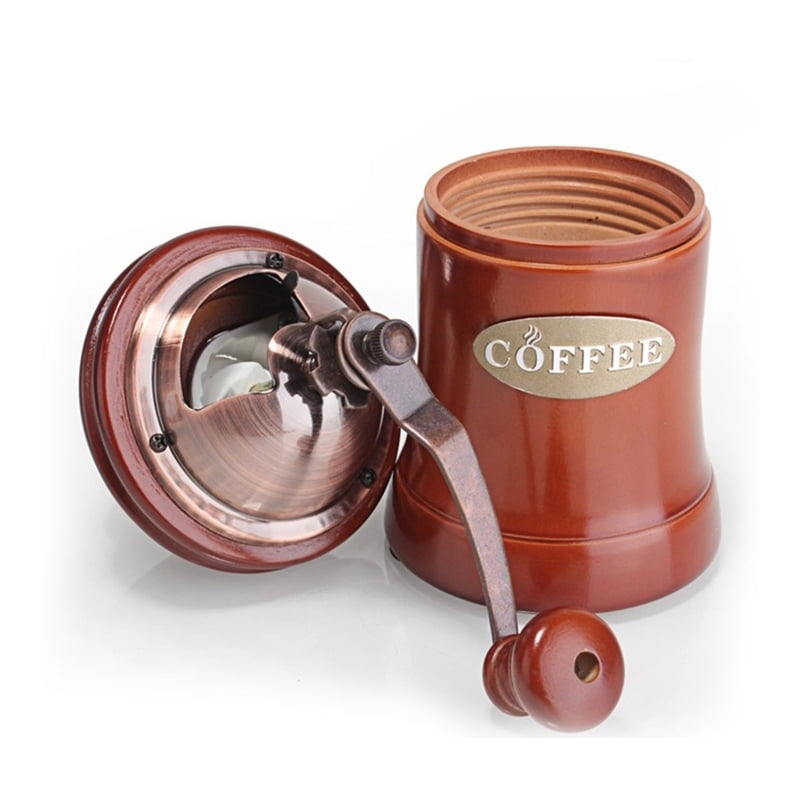 Manual Coffee Grinder Wood Vintage Hand Crank Coffee Mill with Adjustable Gear Setting Ceramic Burr