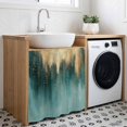 thumbnail image 3 of Modern Turquoise Gold Cabinet Curtain 35"Wx35"L, Dustproof Under Sink Skirt with Self Adhesive Tape, Abstract Teal Minimalist Art Cabinet Curtain Cover for Kitchen Sink, Bathroom Vanity, Laundry Room, 3 of 9