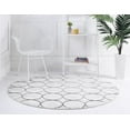 thumbnail image 3 of Rugs.com Lattice Trellis Collection Rug – 8 Ft Round White Low-Pile Rug Perfect For Kitchens, Dining Rooms, 3 of 9
