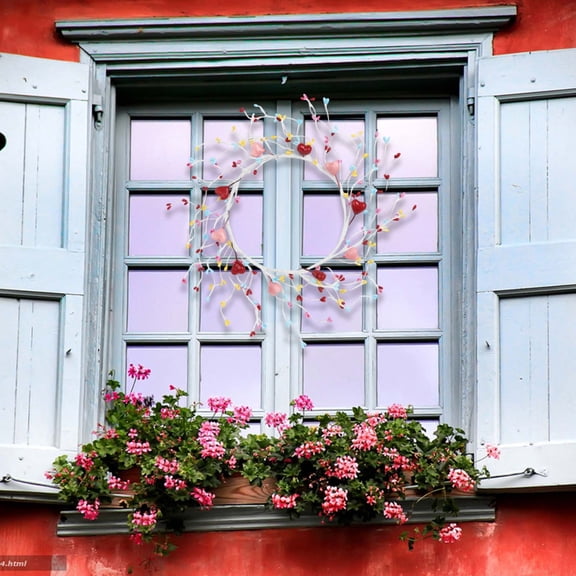 Valentine's Day Wreath 13 Inch Valentines Day Wreaths for Front Door Handmade Red Heart Shaped Berry Wreath with Pink Love Heart Berries for Valentine Party Anniversary Candlelight Dinner
