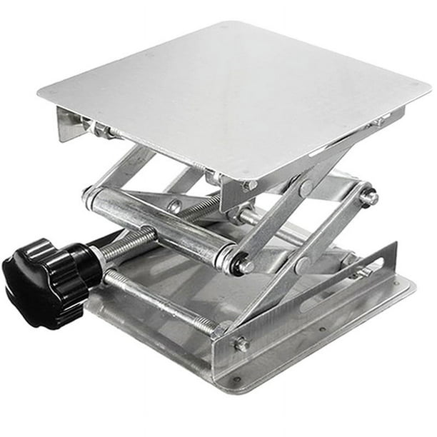 Plataforma elevadora de tijera de gato de laboratorio de acero inoxidable de 200 x 200 mm, rango de altura de elevación expandible de 75 mm a 260 mm, mesa elevadora de tijera de 10 kg de pes