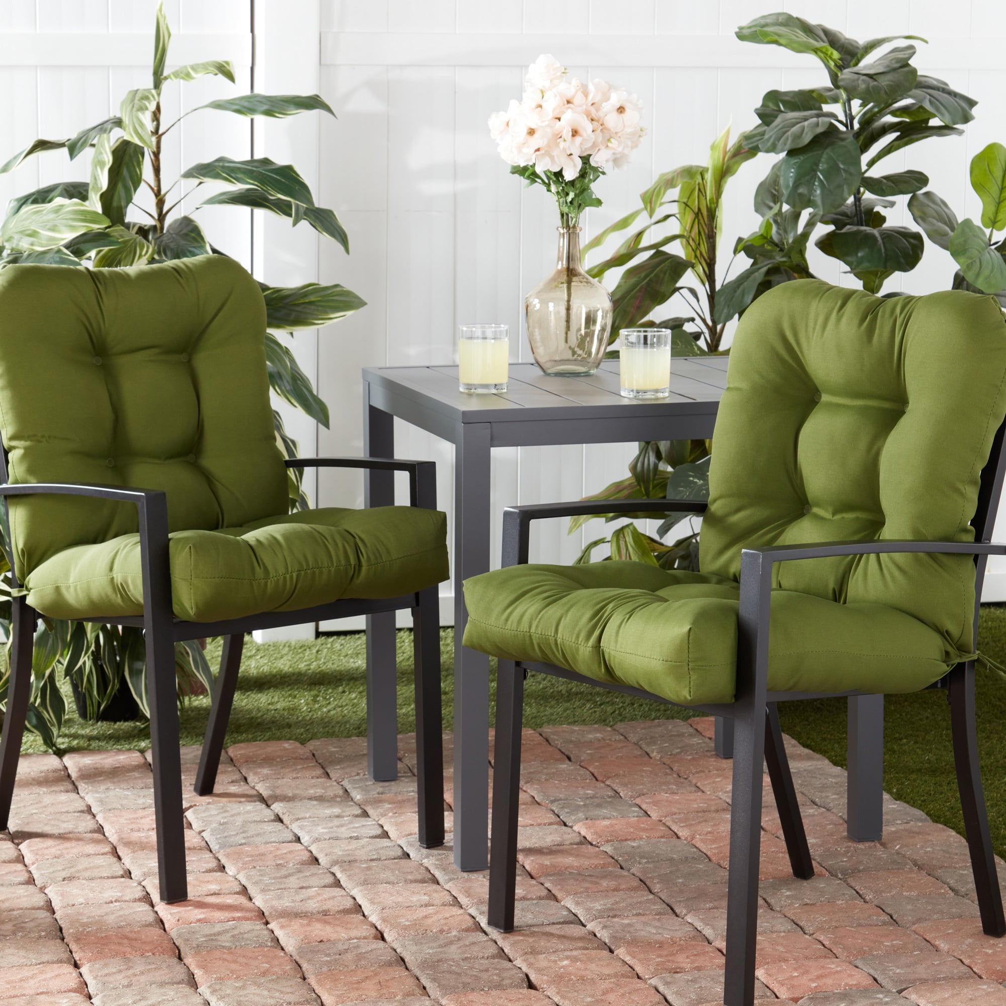 Greendale Home Fashions Hunter Green Outdoor Dining Chair Cushion (2-Pack)