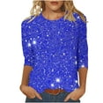 thumbnail image 2 of Oksale Sequin Graphic Shirts for Women Casual Crew Neck Shirt Loose 3/4 Sleeve Tee Blouses Sparkly Funny Soft Top Cozy Basic Tops, 2 of 5
