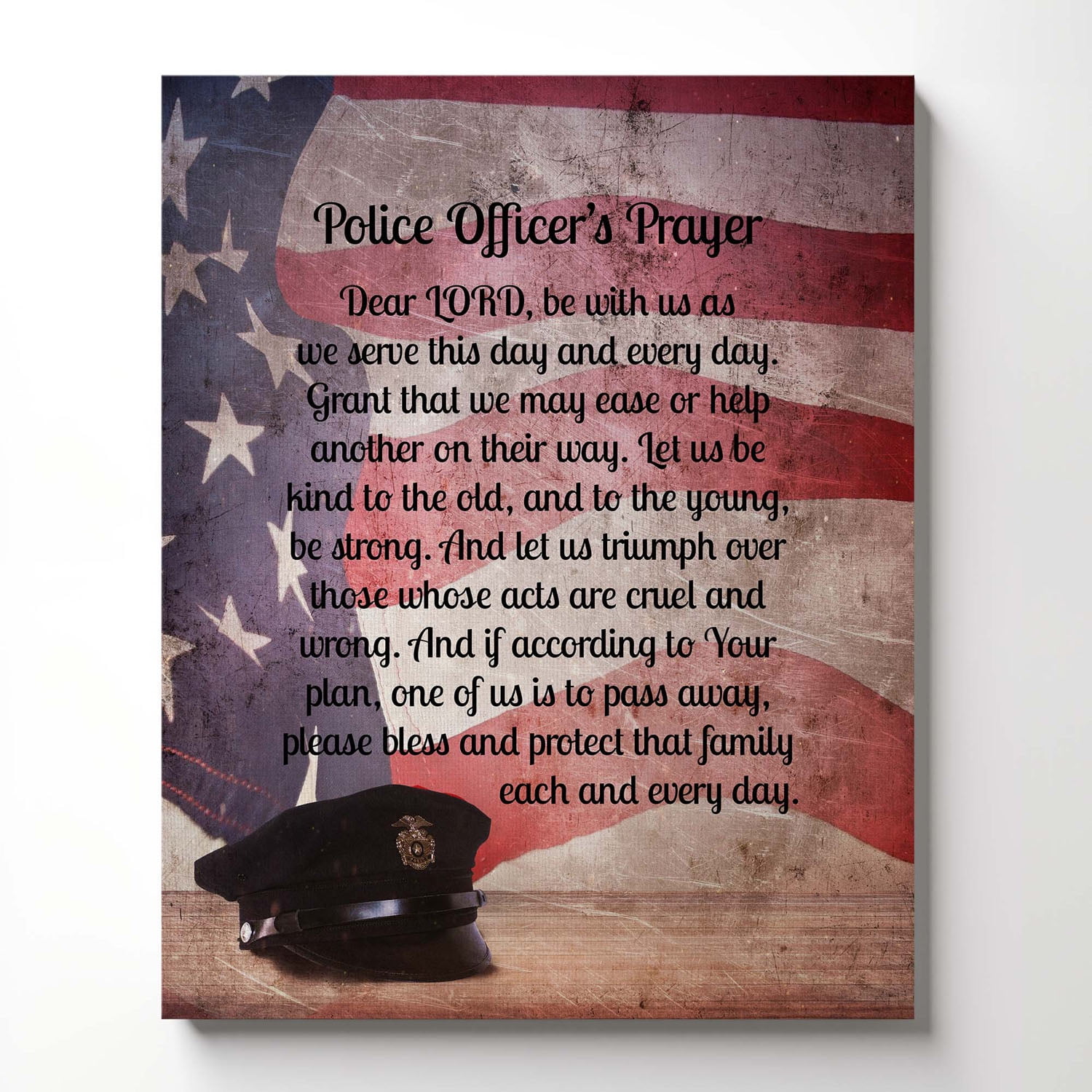 Police Academy Graduation Gift, Police Officers Prayer Canvas Print, Cop Prayer Gift, Police Wall Decor, Police Prayer, Ready To Hang for Living Room Home Wall Décor 16x20