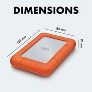 LaCie Rugged Mini 2TB External USB 3.0 Portable Hard Drive with Rescue Data Recovery Services (LAC9000298)