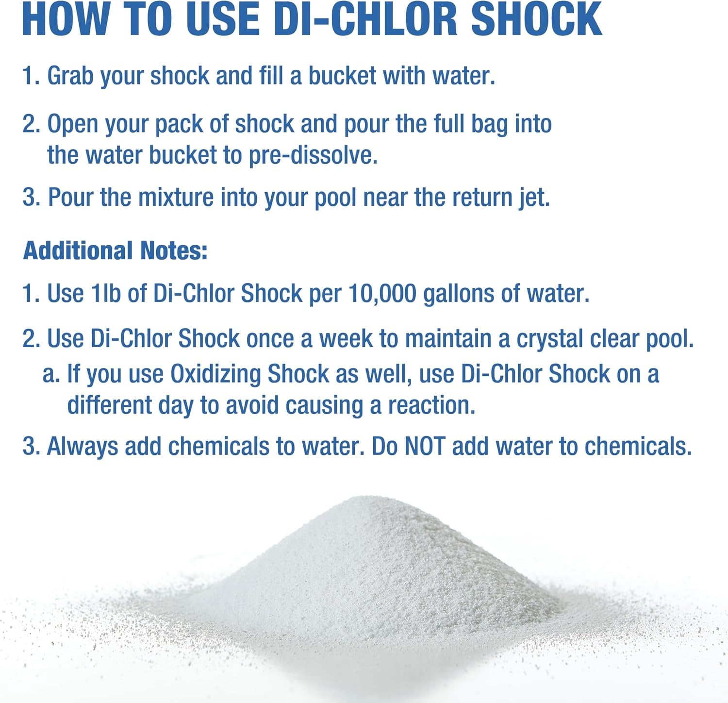 Doheny’s Stabilized Chlorine Pool Shock for Swimming Pools, Fast-Dissolving Di-Chlor Granular Treatment, 56% Available Chlorine, 6 x 1 lb Bags (6 lb Total)