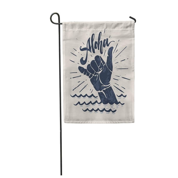 SIDONKU Surf Aloha Lettering Surfing Shaka Hand Sign Surfer Silhouette Garden Flag Decorative Flag House Banner 28x40 inch