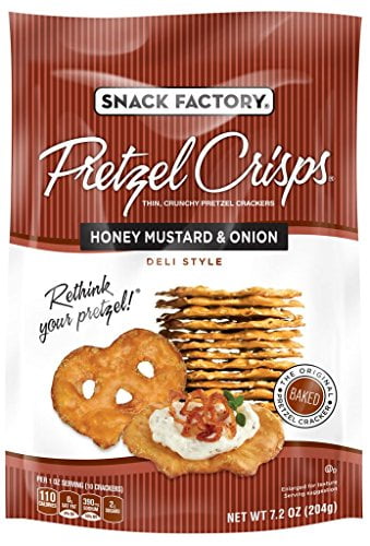 Snack Factory Pretzel Crisps Honey Mustard and Onion, 7.2 Oz Bag